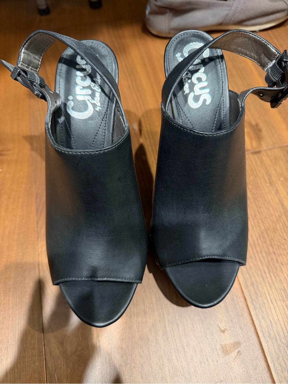 Circus by Sam Edelman Black Open-Toe Slingback Heels